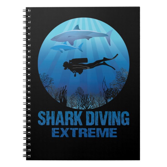 Shark Diving Extreme Scuba Diver Notebook (Front)