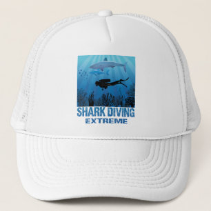 Shark Diving Extreme Scuba Diver Trucker Hat