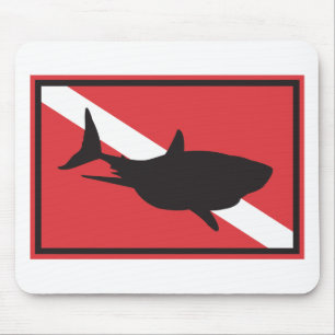 Shark Diving Flag Mouse Pad
