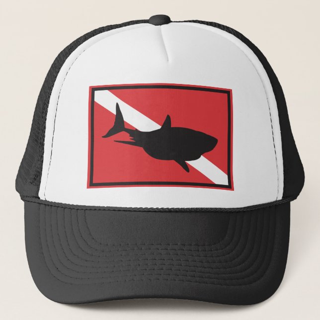 Shark Diving Flag Trucker Hat (Front)