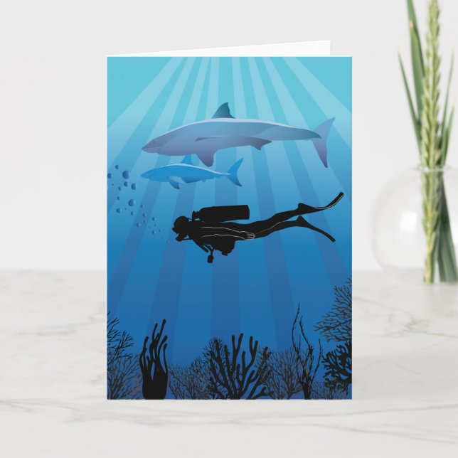 Shark Diving Scuba Diver Card (Front)