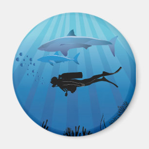 Shark Diving Scuba Diver Magnet