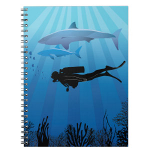 Shark Diving Scuba Diver Notebook