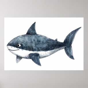 Shark drawing Small Poster
