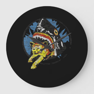 Shark Eating A Cat Funny Shark Gifts Large Clock