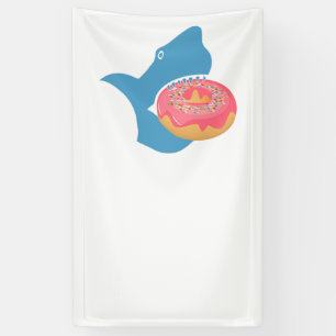 Shark eating a doughnut banner