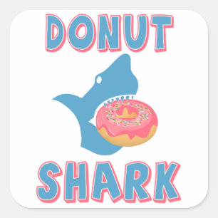 Shark eating a doughnut square sticker