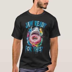 Shark Eating Doughnut Ocean Predator Sweet Snack W T-Shirt