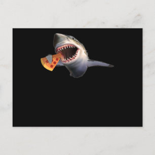 Shark Eating Pizza Shark Lovers Funny Gifts Announcement Postcard