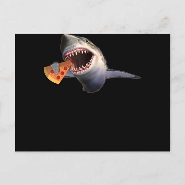 Shark Eating Pizza Shark Lovers Funny Gifts Holiday Postcard (Front)