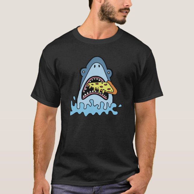 Shark Eating Pizza T-Shirt (Front)