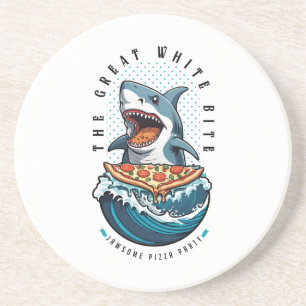 Shark Eating Pizza The Great White Bite Jawsome Coaster