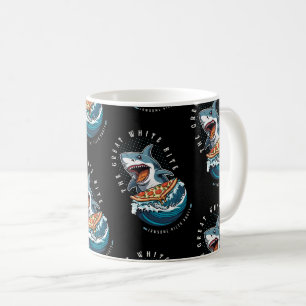 Shark Eating Pizza   The Great White Bite Jawsome  Coffee Mug