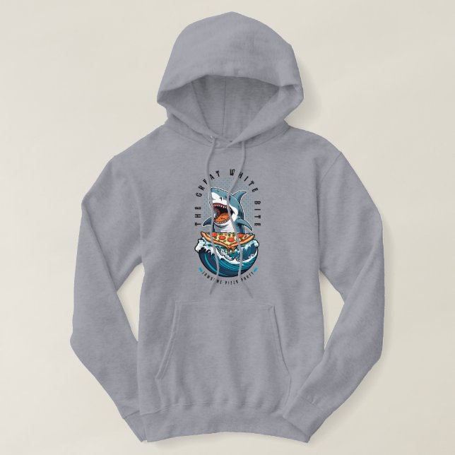 Shark Eating Pizza | The Great White Bite Jawsome  Hoodie (Design Front)