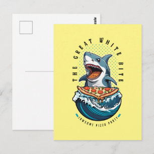 Shark Eating Pizza The Great White Bite Jawsome Postcard