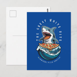 Shark Eating Pizza The Great White Bite Jawsome Postcard