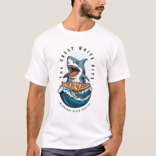 Shark Eating Pizza   The Great White Bite Jawsome  T-Shirt