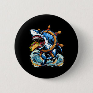 Shark Eating Taco Christmas Sea Animal Lover Kids 6 Cm Round Badge