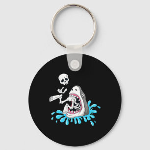 Shark Eats Skeleton Fun Halloween Boys Girls Kids Key Ring