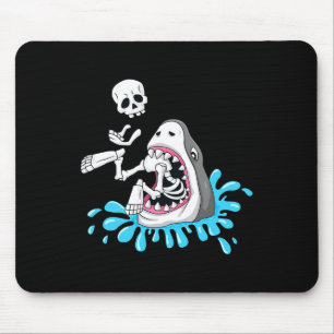 Shark Eats Skeleton Fun Halloween Boys Girls Kids Mouse Pad