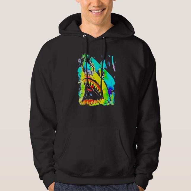 Shark Face Fish Pop Art Hoodie (Front)