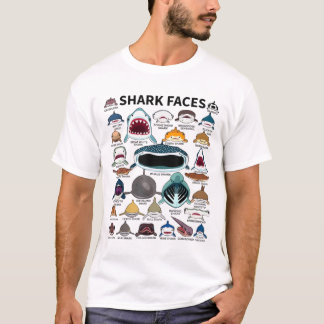 Shark Faces  Type of Shark  Shark Faces of All Kin T-Shirt