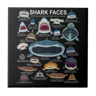 Shark Faces Which Face Do You Want To Encounter Ceramic Tile