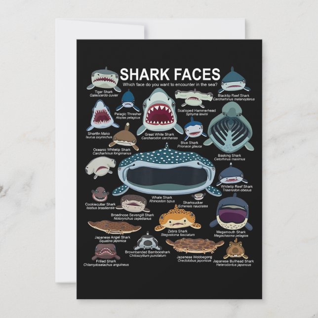 Shark Faces Which Face Do You Want To Encounter Holiday Card (Front)