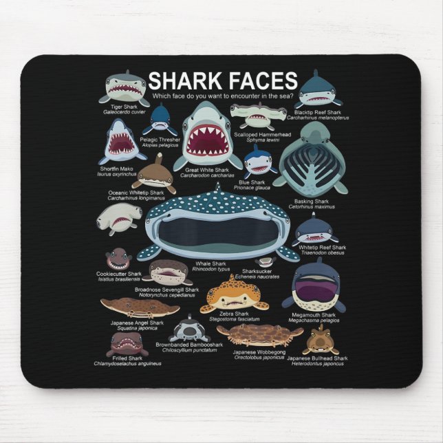 Shark Faces Which Face Do You Want To Encounter Mouse Pad (Front)