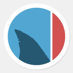 shark fin circle classic round sticker