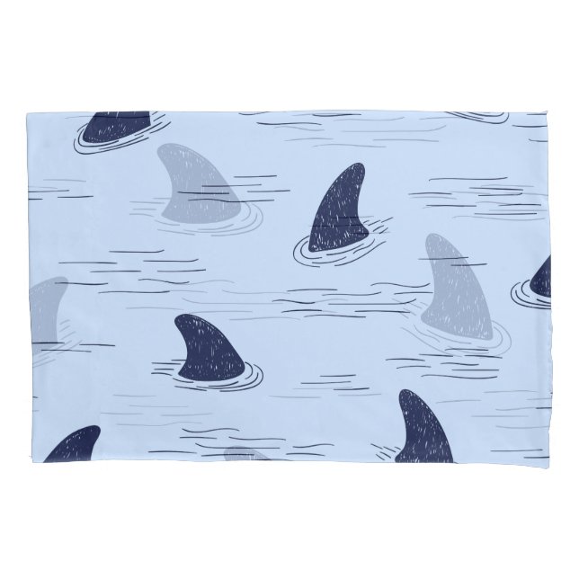 Shark Fin Ocean Pattern Pillowcase (Front)