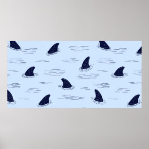 Shark fin seamless pattern. poster