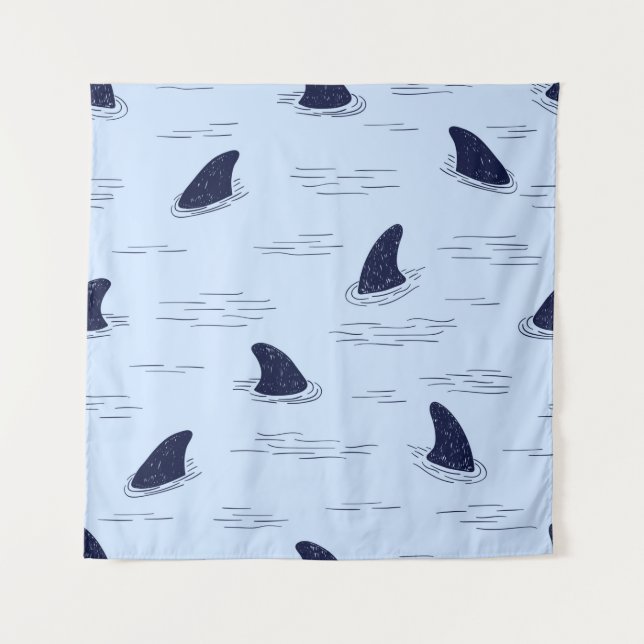 Shark fin seamless pattern.  tapestry (Front)