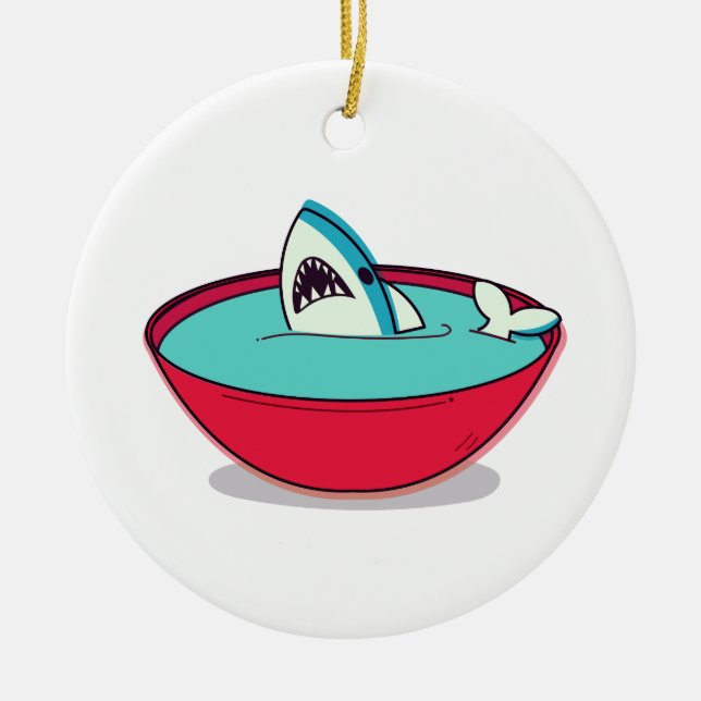 Shark Fin Soup Ceramic Ornament (Front)