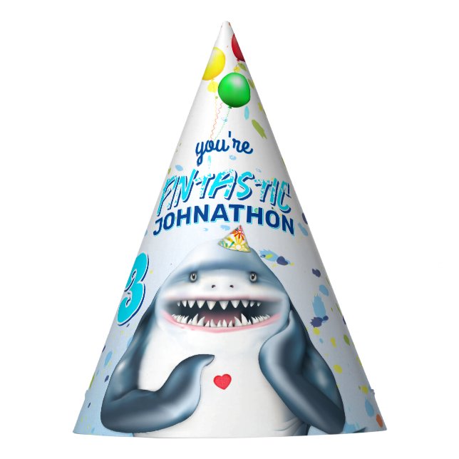 Shark Fintastic Kids Birthday Party Hat (Front)