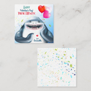 Shark Fintastic Kids Classroom Valentines Card