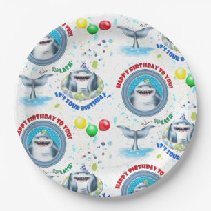 Shark Fintastic Pool Party Kids Birthday Paper Plate