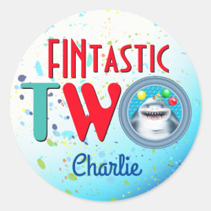 Shark Fintastic Second Birthday Classic Round Sticker