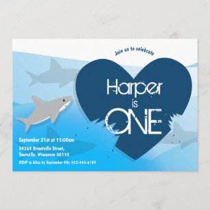 Shark First Birthday Party Invitation