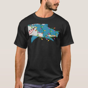 Shark Fish Christmas Lights Santa Shark Xmas T-Shirt