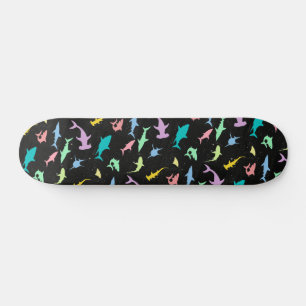 Shark fish colourful shadow on Dark galaxy Space Skateboard
