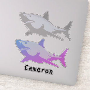 Shark Fish Marine Animal Grey & Coloured Add Name
