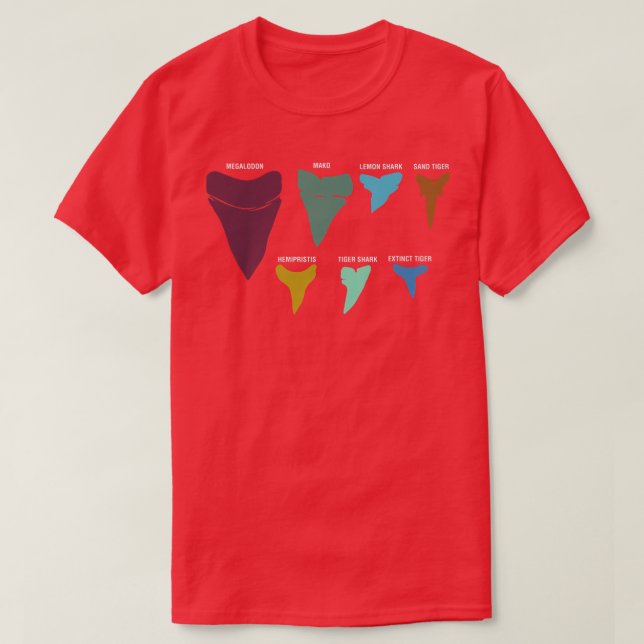 Shark Fish Tooth Types T-Shirt (Design Front)