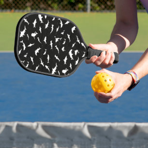 Shark fish white shadow on Dark galaxy Space Pickleball Paddle