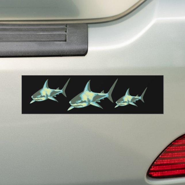 shark fish, wild animals bumper sticker (On Car)