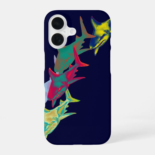 shark fish - wild animals iPhone 16 case (Back)