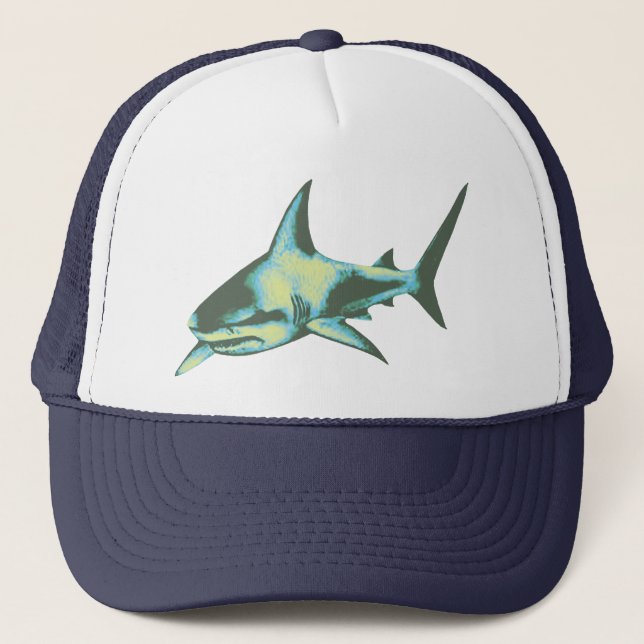 shark fish, wild animals trucker hat (Front)