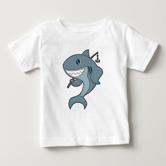 Shark Fishing Fisher Finshing rod Baby T-Shirt (Front)