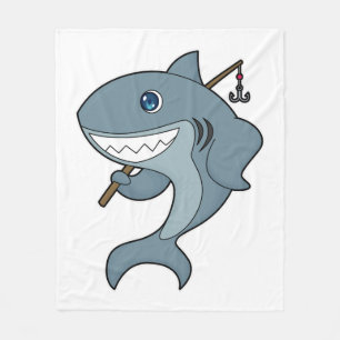 Shark Fishing Fisher Finshing rod Fleece Blanket