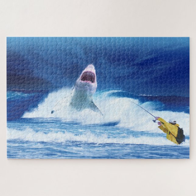 Shark Fishing Nautical Ocean Jigsaw Puzzle (Horizontal)